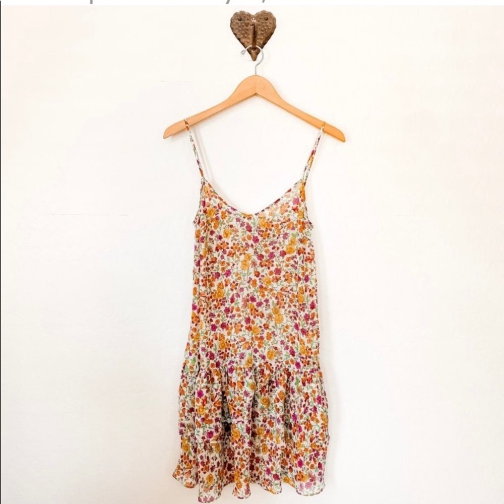 Zara floral spaghetti strap sundress with ruffles